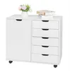 2022 Living Room Furniture Single Door Five Drawers MDF With PVC Wooden Filing Cabinet White