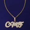 Nome personalizzato Doppio colore Lettere corsive lettere pendenti uomo cubico zircone hip hop 5a monili roccia in pietra