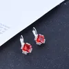 Orecchini pendenti in cristallo con strass in pietra bianca rossa quadrata per regali di gioielli da sposa da donna