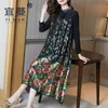Sukienki swobodne 2022 Wiosenne jedwabne luksusowe luksusowe vestel pastel elegancki modny Ukraina retro kwiatowy nadruk koreański