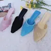 Sandálias 2021 Outono Inverno Chinelos de Pelúcia Quentes Sapatos Exteriores Slip-on Mules Casual para Senhora Salto Alto