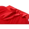 Women Plus size Mesh Spring Red Black Solid color Elastic waist Bow Pleated Fashion zipper Skirt XXXL 4XL 5XL 210416