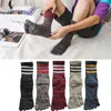 Veridical 5 paires/lot grande taille cinq doigts homme coloré rayé affaires robe de Compression chaussettes longues avec orteils