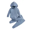 Clothing Sets Born Infant Baby Boy Girl Autumn Jumpsuit Outfit Solid Color Long Sleeves Hooded Romper And Drawstring Trousers Set 0-24M