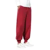 Trendy Sweatpants Men's Pure Color Trousers Cotton Linen Small Feet Loose Summer Casual Streetwear Lantern Pant 2021 Pants