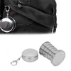 Stainless Steel Folding Cup Portable For Outdoor Travel Retractable Telescopic Collapsible Cups With Keychain