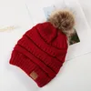 New Year's Gift 10 Designs Party Favor CC Adult Winter Warm Hat Women Unisex Soft Stretch Cable Knitted Pom Beanie Girl Ski Christmas