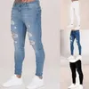 Puimentiua Jeans tinta unita da uomo Moda Pantaloni a matita sottili Pantaloni casual sexy strappati Design Streetwear 211009