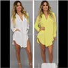 Abiti Abbigliamento da donna Estate Sexy scollo a V Short Beach Chiffon Bianco Mini abito casual allentato T Shirt Plus Size Donna Clothi