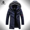 Vinter Mid Längd Jacka Parkas Mens Varm Tjockad Coats Koreansk Bomull Slank Hooded Outwear Men Casual Padded Jackets 211206