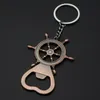 Retro sailing rudder bottle opener key rings Metal bronze color summer beer openers keychain kitchen bar hand tools will and sandy