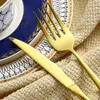 Sztućce ze stali nierdzewnej Srebra Silverware Zestaw Kolacja Zestaw Matowe Złoto Cutlery Noże Forks Spoons Obiadowe Zestaw Eco Friendly 211108