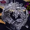 Luxus handgefertigte Diamant Tiara Barock Kristall Braut Kopfbedeckung Krone Strass mit Hochzeitsschmuck Haarschmuck Diamant Brida202q