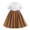 Summer Girls Princess Dress Fashion Kids Short Sleeve Dresses Cotton Children Striped Skirts Child Vest Skirt