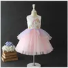 Mode Säugling Kleinkind Mädchen Spitzenkleid Einhorn Party schöne Baby Kinder Blumenstickerei Ballkleid Cosplay Kostüm 210529