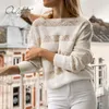 Jesień Zima Kobiety Paski Swetry Dzianiny Pulowers Gruby Ciepły Vintage Sweter Kobiet Jumper 210415