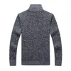 Mäns Tröjor Vinter Fleece Sweater Coat Tjock Patchwork Ull Cardigan Muscle Fit Stickade Jackor Moderna Man Kläder för höst