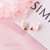 100% 925 Sterling Silver Original Design Rose Gold Color Cute Squirrel Stud Earrings for Women Fashion Bijoux Brincos 210707