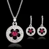 Boucles d'oreilles collier mode luxe mariée diamants pendentif pour femmes mariages charme rubis tour de cou ensemble de bijoux accessoires cadeau