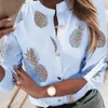 Women's Blouses & Shirts 2021 Pineapple Blouse Shirt Women Autumn Summer Casual Tops Outwear Fashion Button Fruit Print Female Clothes