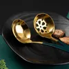 Green Gold Long Handle Tablespoons Home 304 Stainless Steel Strainer Cooking Soup Spoon Colander Kitchen Cooking Flatware