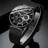 Montres Mens Montres Crrju Mode de luxe Ultra-Thin Date Montre-bracelet Auto-mince Watch Sport Montre Sport pour hommes Relogio Masculino 210517