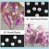 Nail Salon Health Beauty Nail Art Decorazioni 3D Perle Vintage White Glitter Paillettes Decorazione Mezzo tondo Perle miste Strass Charms Aessor