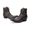 Westlichen Handgemachte Cowboy Stiefel Männer Spitz Eisen Kappe Farbe Leder Motorrad Stiefel Männer Botas Hombre 6,5 cm Heels Schnallen