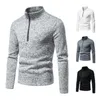 Men's Sweaters 2021 Spring Pullover Warm Knitted Sweater Men Solid Casual Turtleneck Half Zip Winter Fleece Pullovers Tops