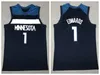 2021 Hommes Jeunes Enfants Minnesotan Basketball Jersey 21 Kevin Garnett 1 Anthony Edwards 32 # Karl Towns Maillots cousus avec étiquettes