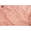 Chaqueta de pana rosa vintage, camisa con borlas, abrigo suelto de un solo pecho, ropa de mujer 210421