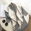 Sweden Brand TOTEM Stripe Simple Design 100 Silk Square scarves with Fashion Hole Ins Style Luxury Women scarf 2201148670111