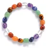 Gezonde Zeven Kleur Regenboog Armband 7 Chakra Healing Pulse Bead Armband Voor Vrouwen Reiki Prayer Balance Bangle Yoga Gift