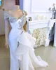 Luxury Crystal Prom Jumpsuit med sida Avtagbart tåg 2021 Real Image Off Shoulder Peplum Arabisk Aftonklänning med Pant Suit