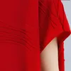 Johnature femmes robes arrivée été décontracté coréen col rond couleur unie à manches courtes en vrac 3 couleurs coton femmes robe 210521