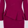 Nice-Forever Spring Elegante Pure Color Peplo Abiti da lavoro per ufficio Business Formale Guaina Abito donna G635 210419