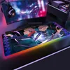 Esports games Jujutsu Kaisen Mouse pad Anime Girl RGB Large Led Computer Mousepad with Backlight for mini pc Keyboard Desk Mat.