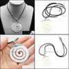 Hangers natuurlijke ronde schaal hanger witte swirl ketting mode sieraden parelmoer leer touw voor vrouwen geschenk kettingen drop deliv