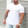 MuscleGuys Yeni Katı Spor Giyim Spor Salonları Sıkı T-shirt Erkek Egzersiz T-shirt Homme Spor Salonları T Gömlek Erkekler Slim Fit Yaz Top 210421