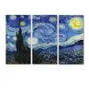 Vincent van Gogh 3 pezzi Starry Sky Stile Classico Stile Classico Canvas Stampa Art Stampa Pittura Pianta poster Picture
