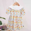 Robe d'été pour filles, style coréen, manches bouffantes florales, vêtements mignons pour enfants de 2 à 6 ans, 210515