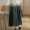 Johnature Linen Tie Dye Gradient color Skirts Casual Elastic Waist Women Loose All-match Vintage High Quality A-Line Skirts 210521