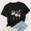 Zomer vrouwen t-shirt plus size 100% katoen schattige bloemen vogels print korte mouw oversized vrouw t-shirts casual grafische tee tops 210623