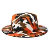 Top Hat Men Women Fedora Hats Woman wide brim Cap camouflage Jazz Caps Man mens Fashion Autumn Winter trilby 2021 Wholesale 5colors