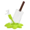 Silicone glass bong smoking pipe toacco bongs pipes hookah dab rigs oil rig use for dry herb ice cream shaped with bowl1094491