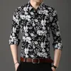 Camicie casual da uomo con stampa floreale a maniche lunghe per camicia elegante formale sottile da lavoro Abiti maschili per feste sociali Street Chemise Homme