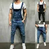 Män rippade denim jeans mens mode våren höst overalls dungarees bib byxor jumpsuit casual byxor 211120