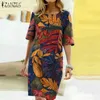 2024 Summer Floral Printed Bohemian Sundress Zanzea Vintage Cotton Linen Party Short Dress Women Casual Short Sleeve Vestidos 7