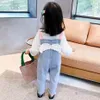 Girls Denim Overalls Jumpsuit Solid Color Denim Overalls Boys and Girls Jumpsuit Kids Overalls 210412