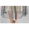 Fashion Spring piste Noir Patchwork Robe de dentelle pour femme Gauze Dot Robes Vestidos 210520
